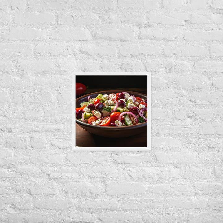 Classic Greek salad with ripe cherry tomatoes Framed poster 🤤 from Yumify.AI