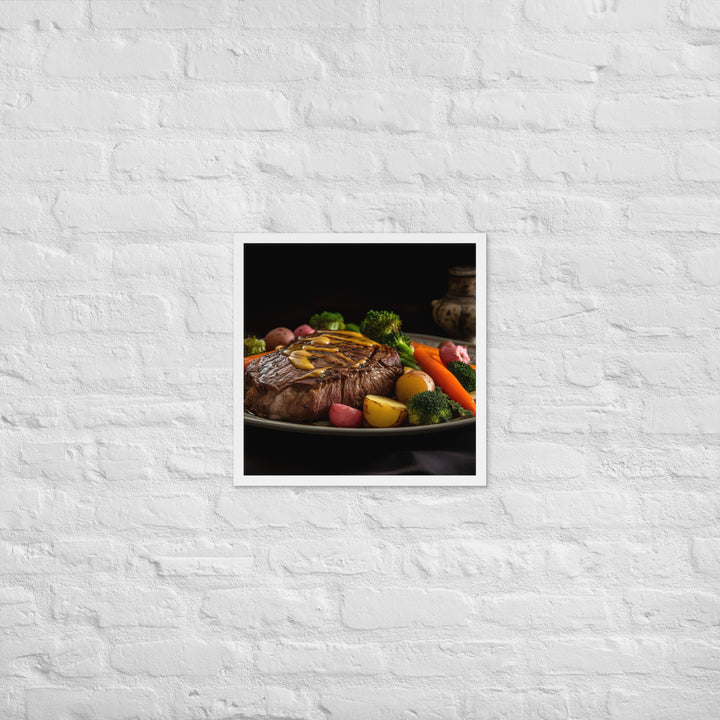 Tender Sirloin Steak with Roasted Vegetables Framed poster 🤤 from Yumify.AI