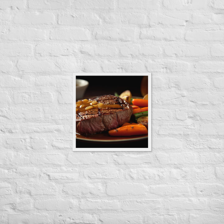 Tender Sirloin Steak with Roasted Vegetables Framed poster 🤤 from Yumify.AI