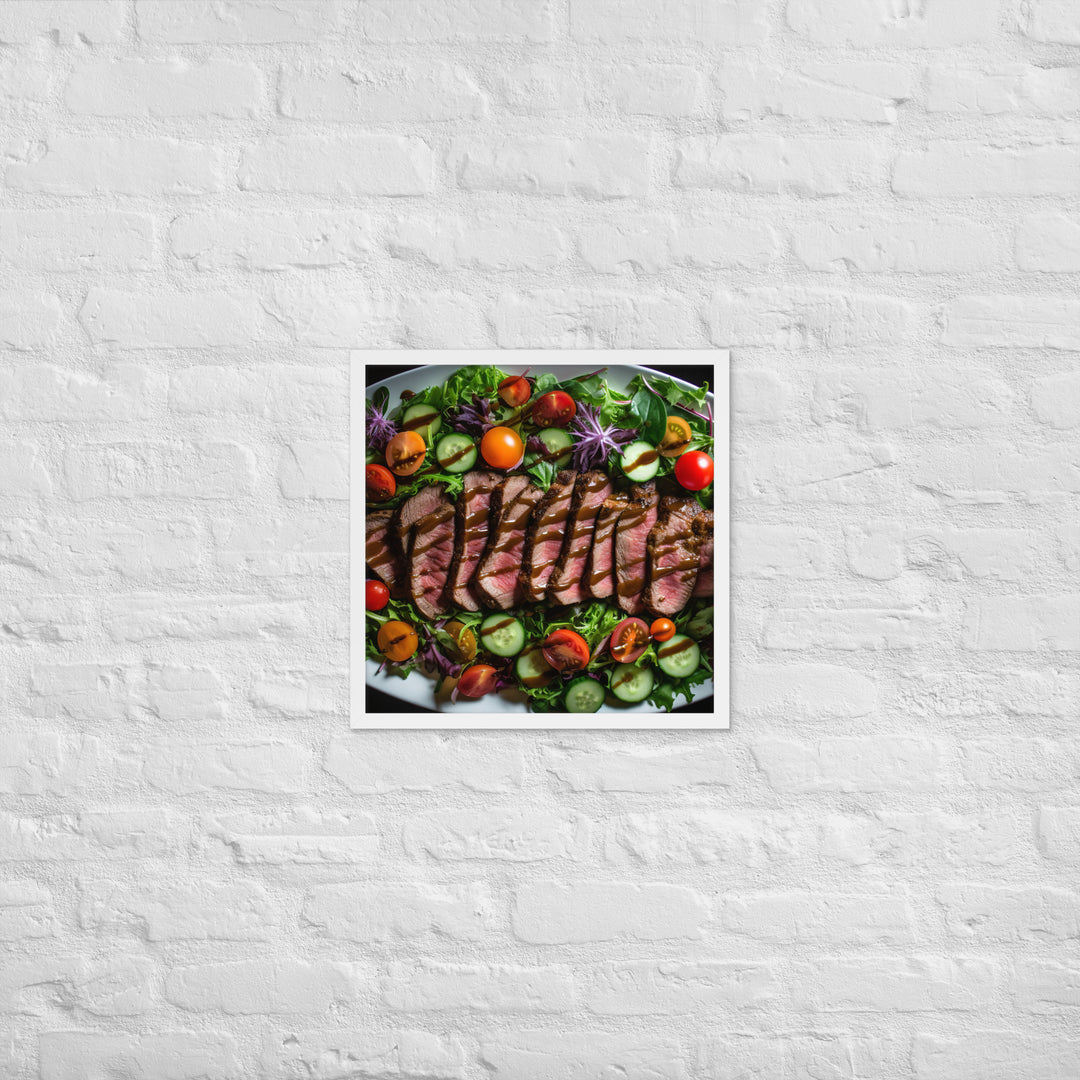 Sirloin Steak Salad with Balsamic Vinaigrette Framed poster 🤤 from Yumify.AI