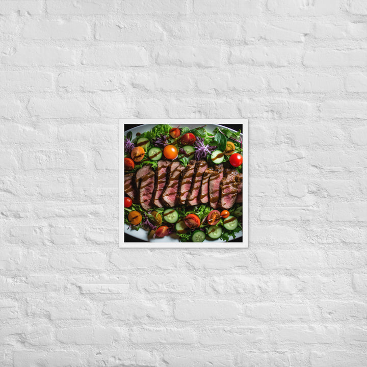 Sirloin Steak Salad with Balsamic Vinaigrette Framed poster 🤤 from Yumify.AI