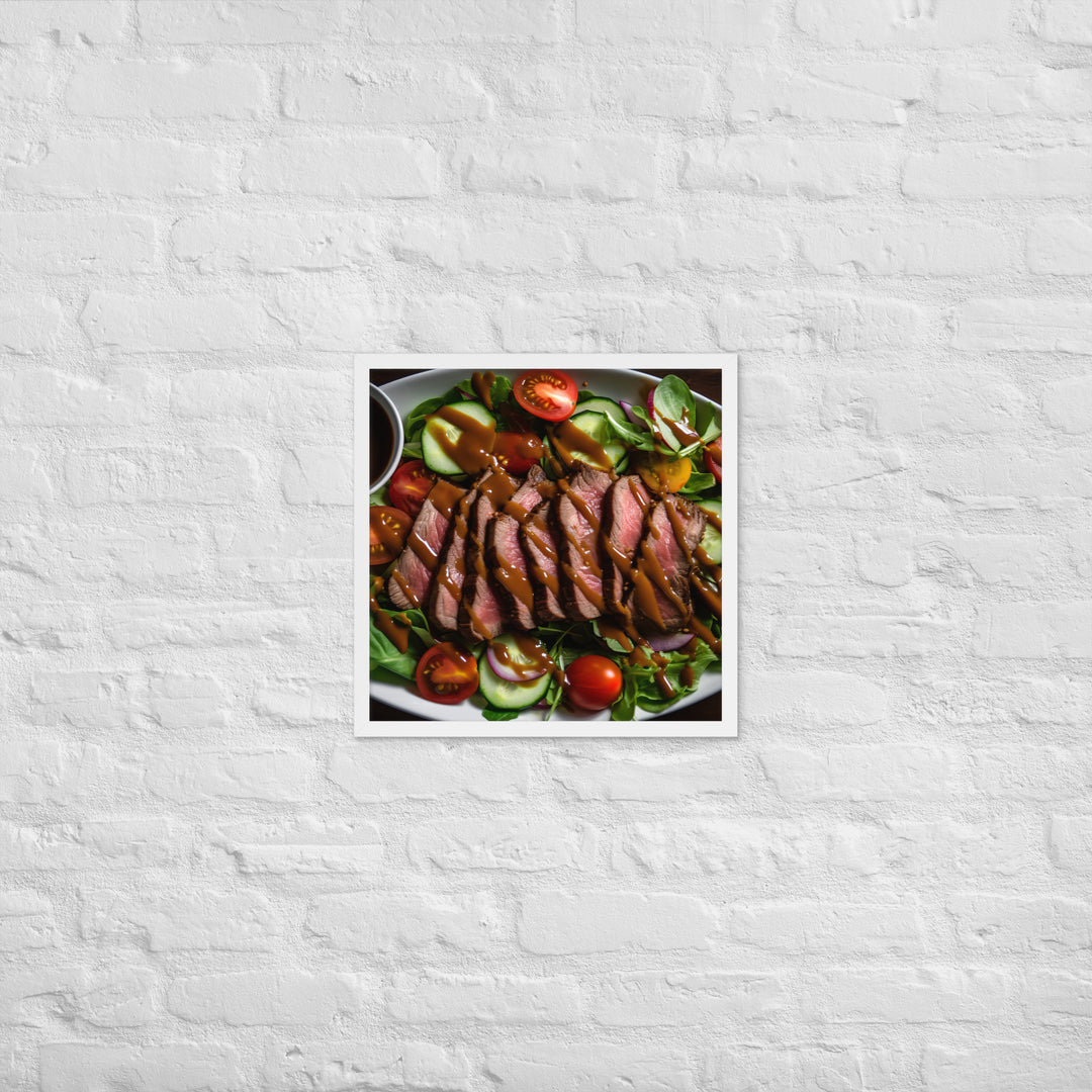 Sirloin Steak Salad with Balsamic Vinaigrette Framed poster 🤤 from Yumify.AI