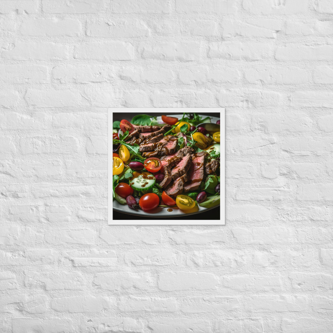 Sirloin Steak Salad with Balsamic Vinaigrette Framed poster 🤤 from Yumify.AI