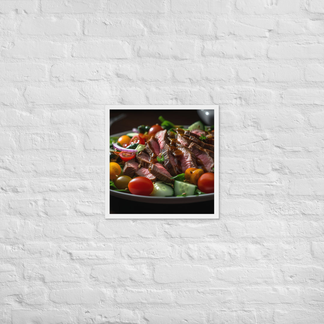 Sirloin Steak Salad with Balsamic Vinaigrette Framed poster 🤤 from Yumify.AI