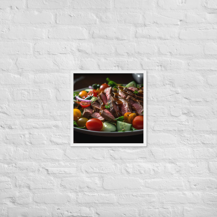 Sirloin Steak Salad with Balsamic Vinaigrette Framed poster 🤤 from Yumify.AI