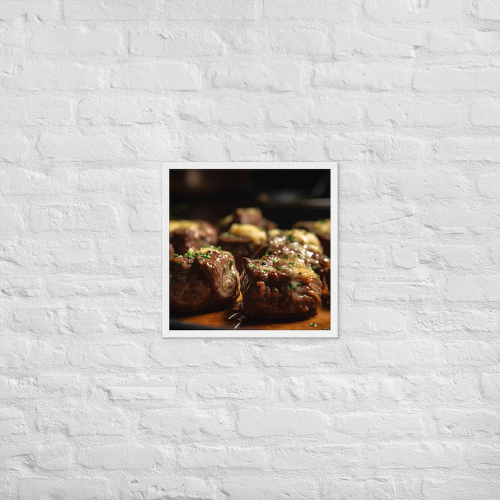 Sirloin Steak Bites with Garlic Butter Framed poster 🤤 from Yumify.AI