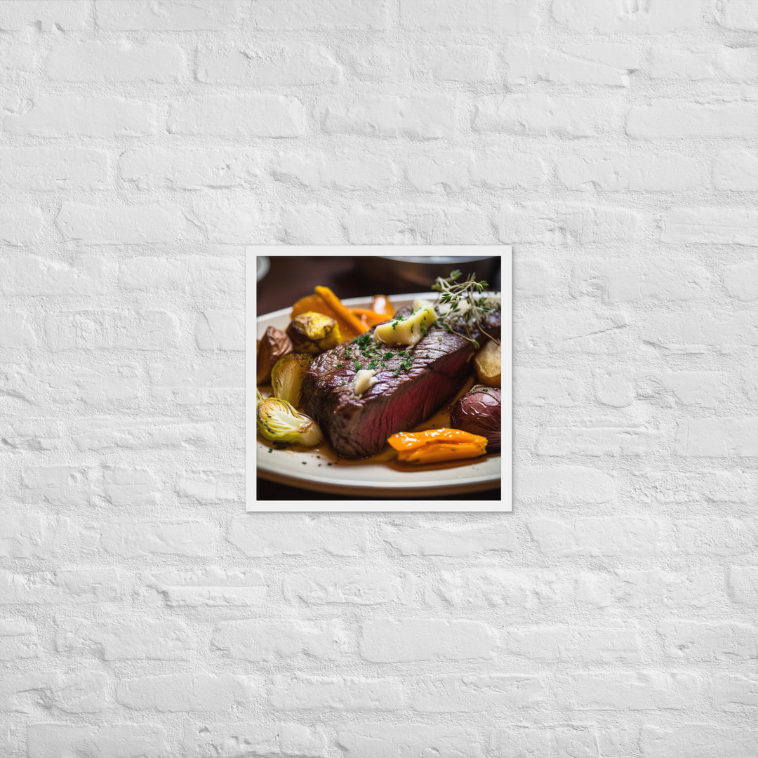 Savory Hanger Steak with Garlic Framed poster 🤤 from Yumify.AI