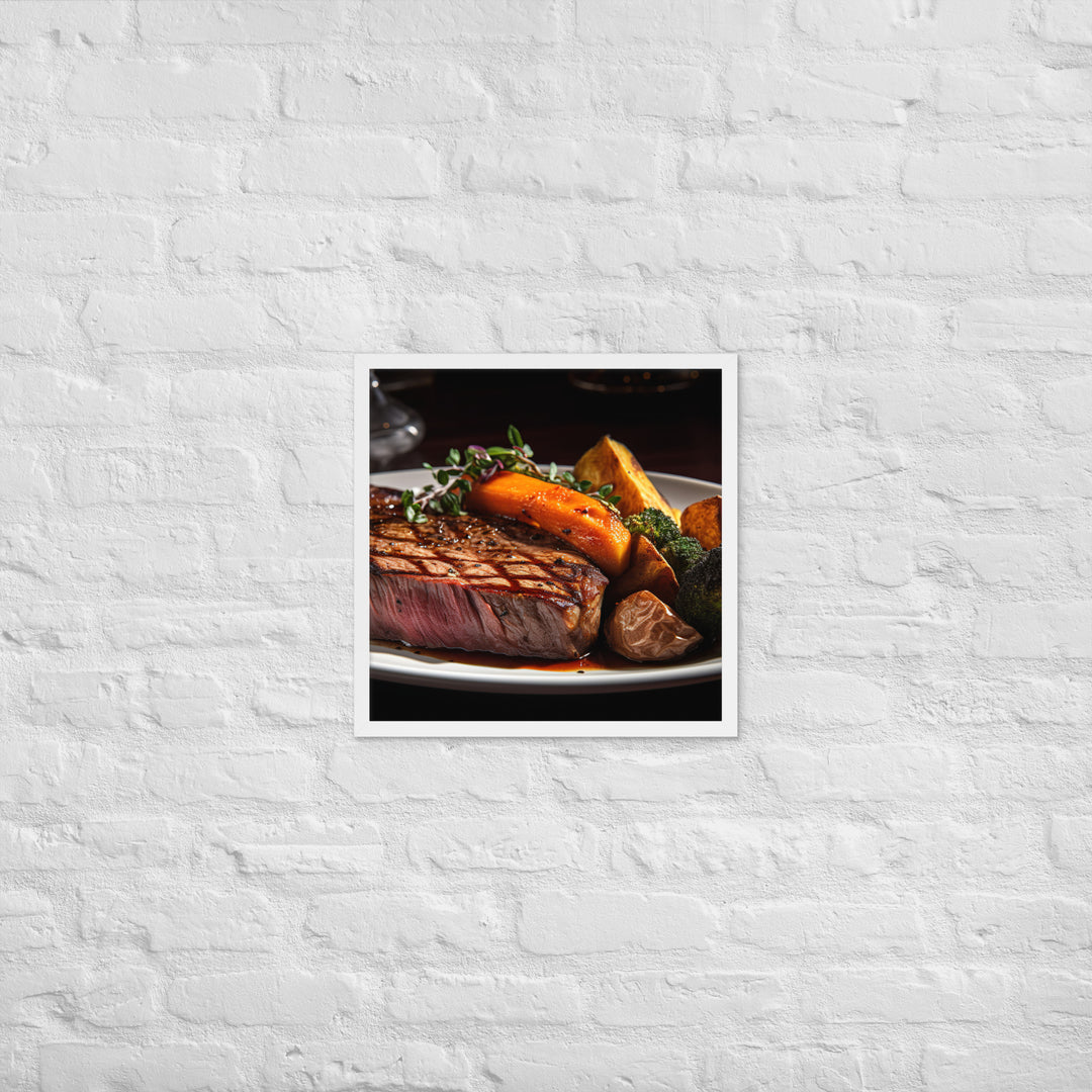 New York Strip Steak with Roasted Vegetables Framed poster 🤤 from Yumify.AI