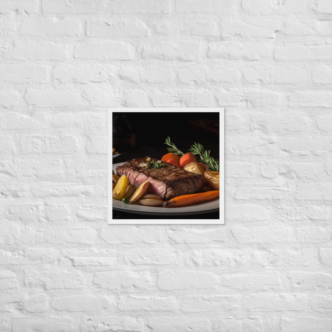 New York Strip Steak with Roasted Vegetables Framed poster 🤤 from Yumify.AI