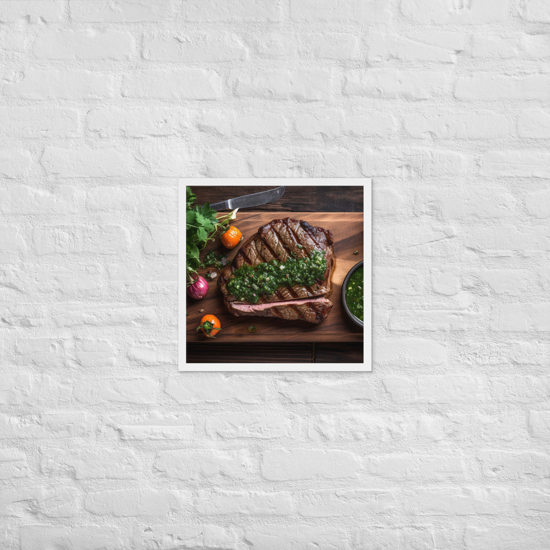 Grilled Sirloin with Chimichurri Sauce Framed poster 🤤 from Yumify.AI