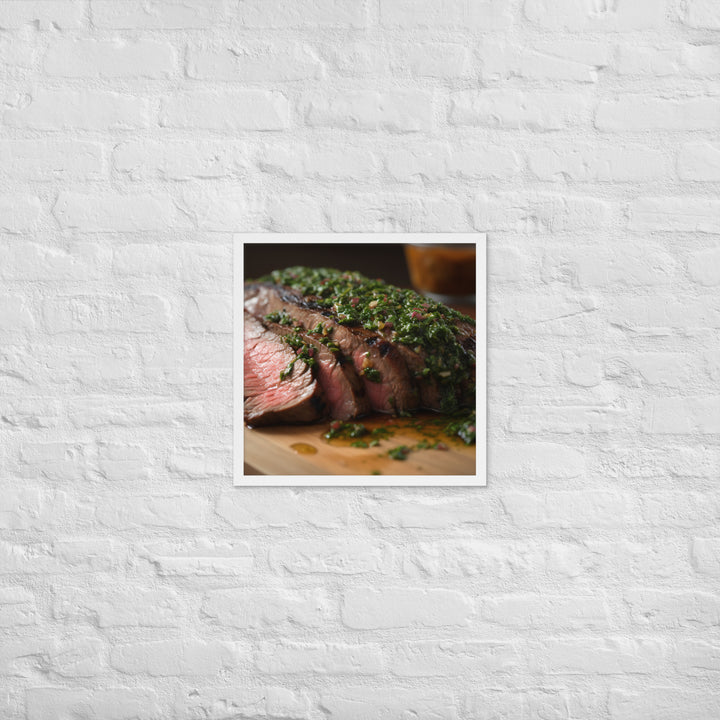 Grilled Flank Steak with Chimichurri Sauce Framed poster 🤤 from Yumify.AI