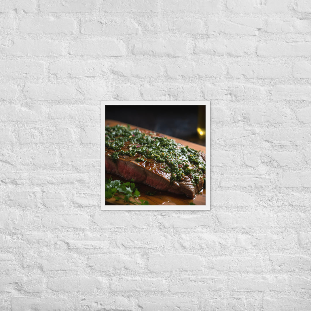 Grilled Flank Steak with Chimichurri Sauce Framed poster 🤤 from Yumify.AI