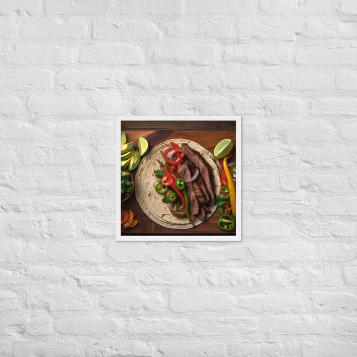 Flank Steak Fajitas with Fresh Veggies Framed poster 🤤 from Yumify.AI