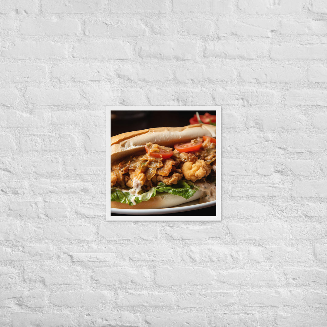 Pacific Oyster Po Boy Sandwich Framed poster 🤤 from Yumify.AI