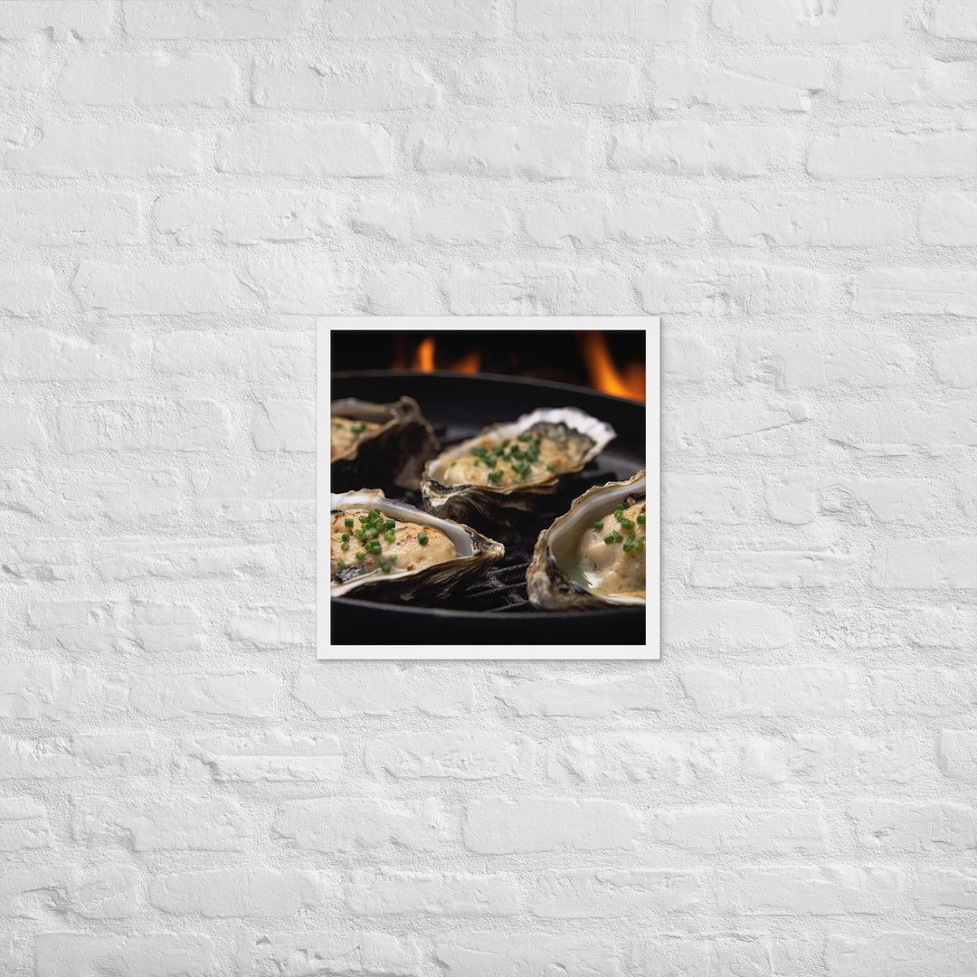 Grilled Pacific Oysters with Garlic and Butter Framed poster 🤤 from Yumify.AI