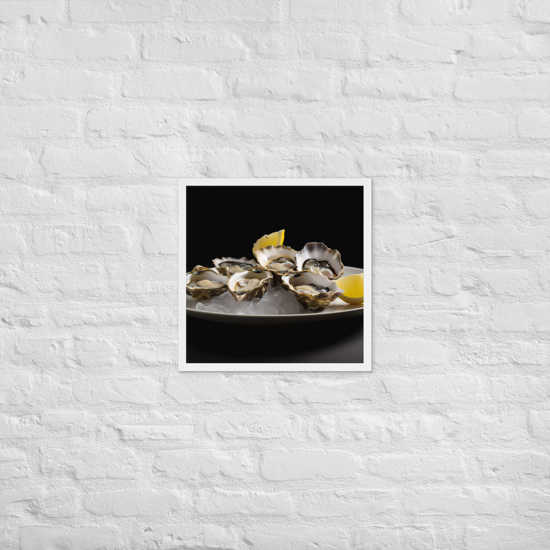 European Flat Oysters with a Splash of Lemon Framed poster 🤤 from Yumify.AI