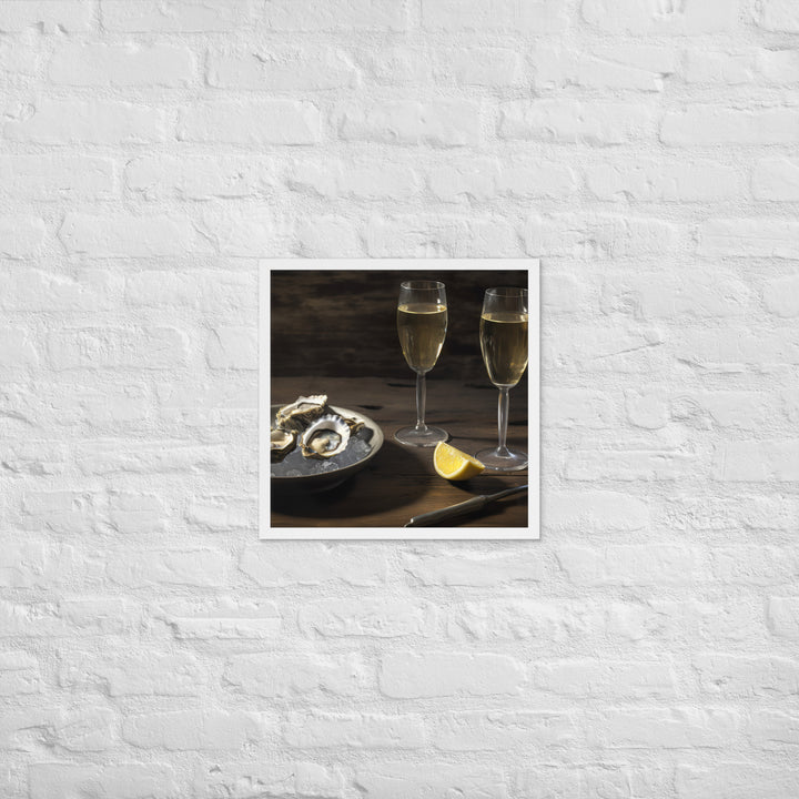 European Flat Oysters and Champagne Framed poster 🤤 from Yumify.AI