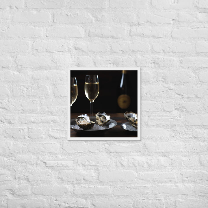 European Flat Oysters and Champagne Framed poster 🤤 from Yumify.AI