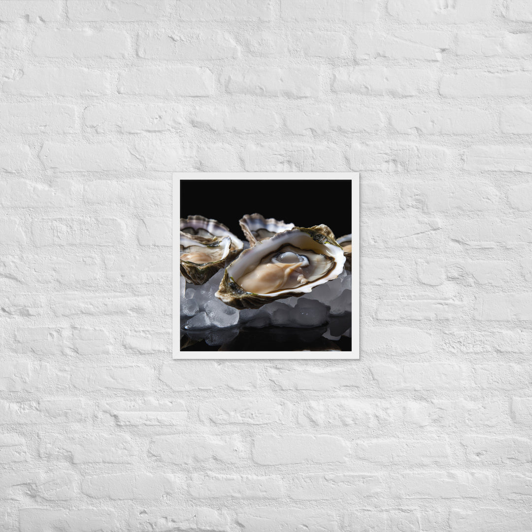 Delicate Olympia Oysters on the Half Shell Framed poster 🤤 from Yumify.AI