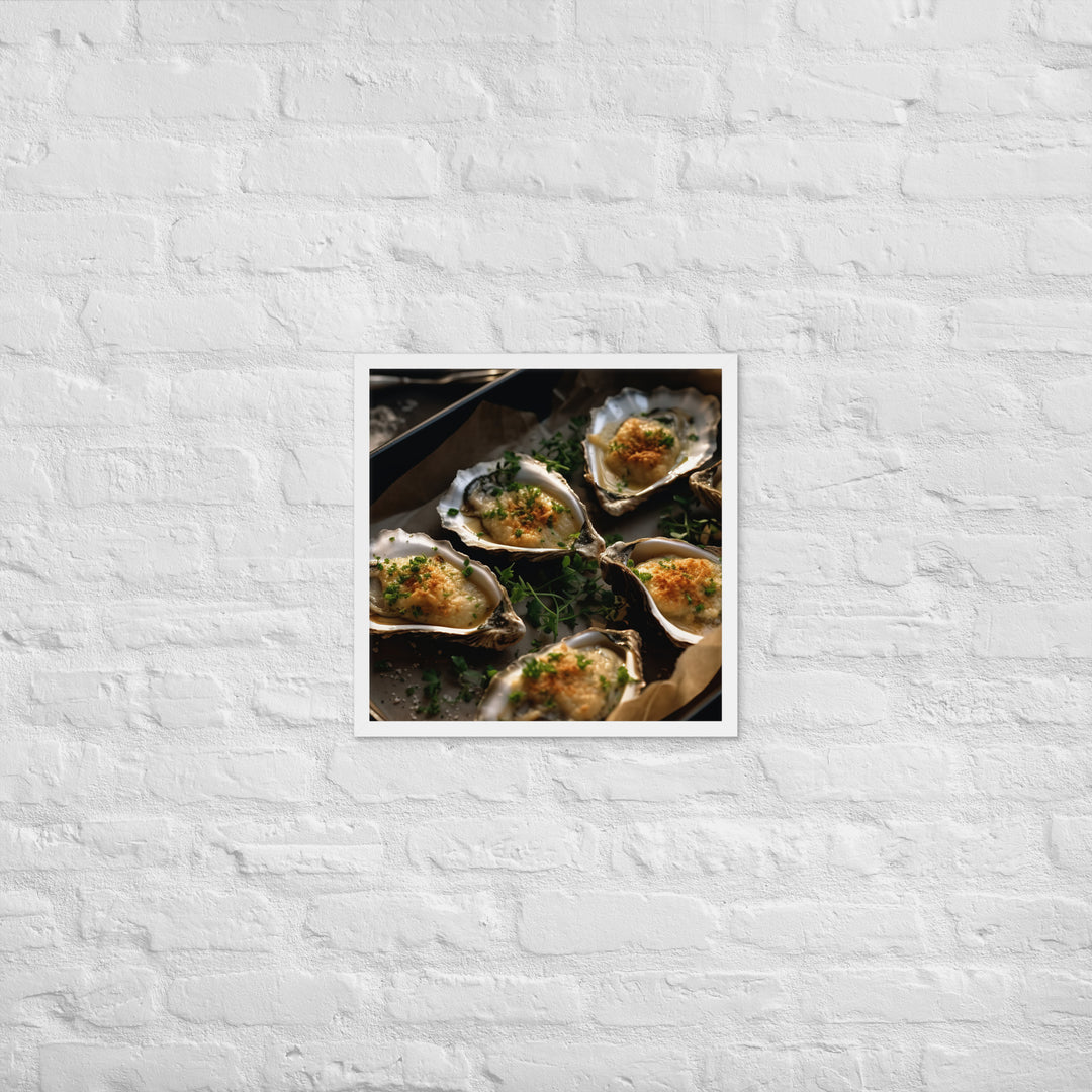 Baked Pacific Oysters with Cheese and Herbs Framed poster 🤤 from Yumify.AI