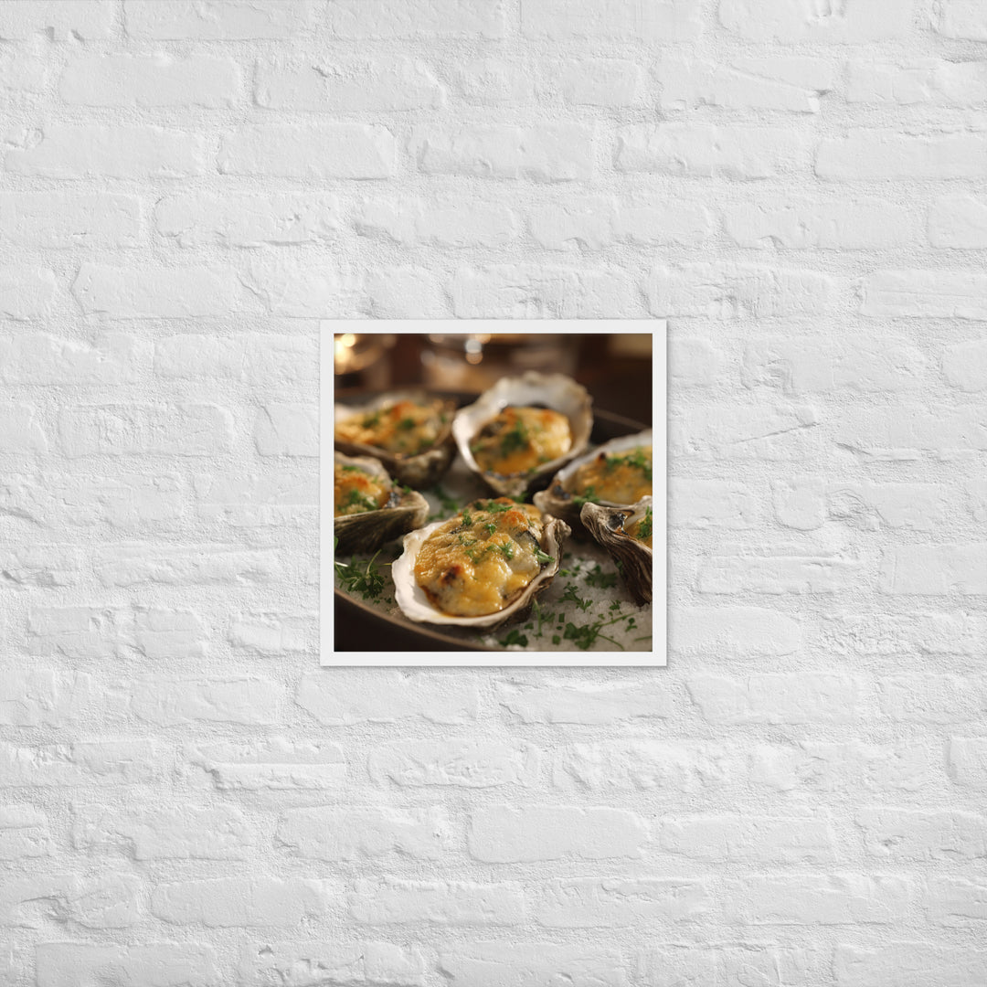 Baked Pacific Oysters with Cheese and Herbs Framed poster 🤤 from Yumify.AI