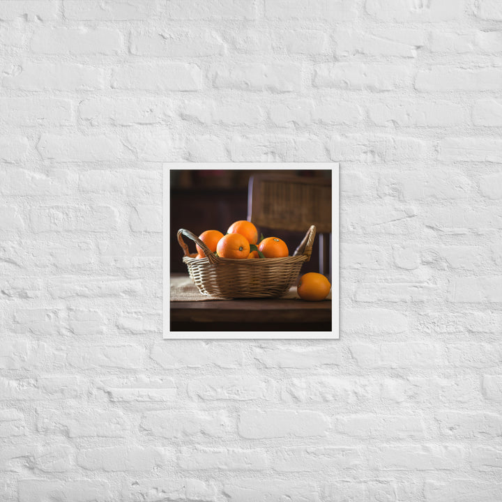 Oranges in a Wicker Basket Framed poster 🤤 from Yumify.AI