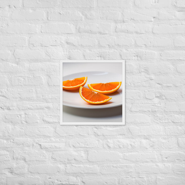Orange Wedges on a White Plate Framed poster 🤤 from Yumify.AI