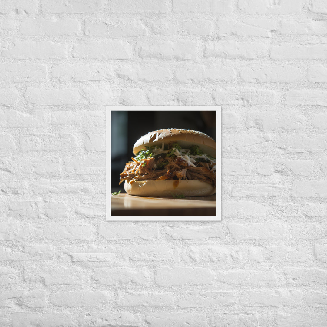 Juicy Pulled Pork Sandwich Framed poster 🤤 from Yumify.AI