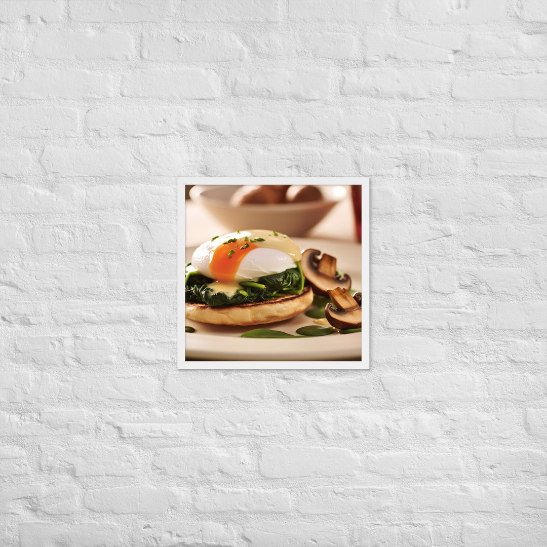 Spinach and Mushroom Eggs Benedict Framed poster 🤤 from Yumify.AI