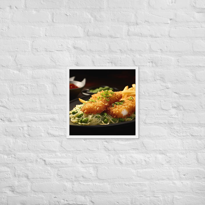 Panko Crusted Fish and Shoestring Fries Framed poster 🤤 from Yumify.AI