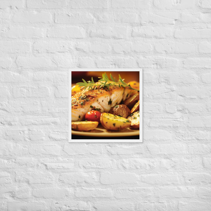 Oven Baked Fish and Wedges Framed poster 🤤 from Yumify.AI