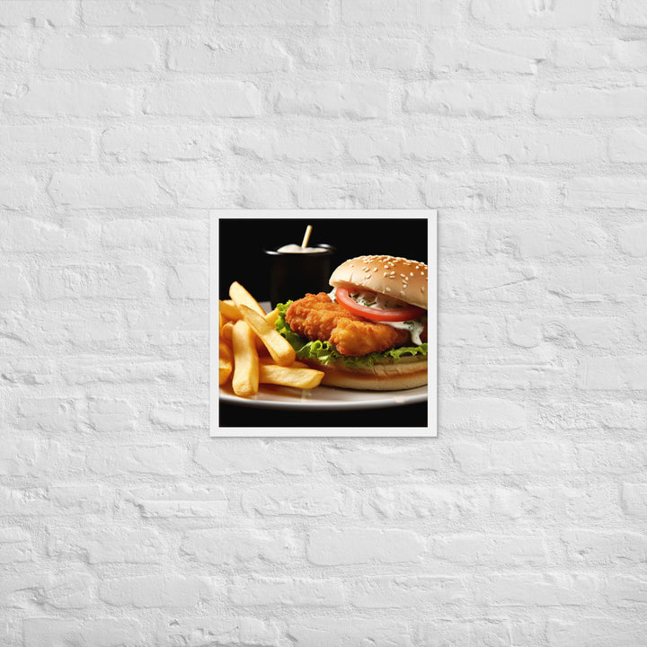 Fish Burger and Chips Framed poster 🤤 from Yumify.AI