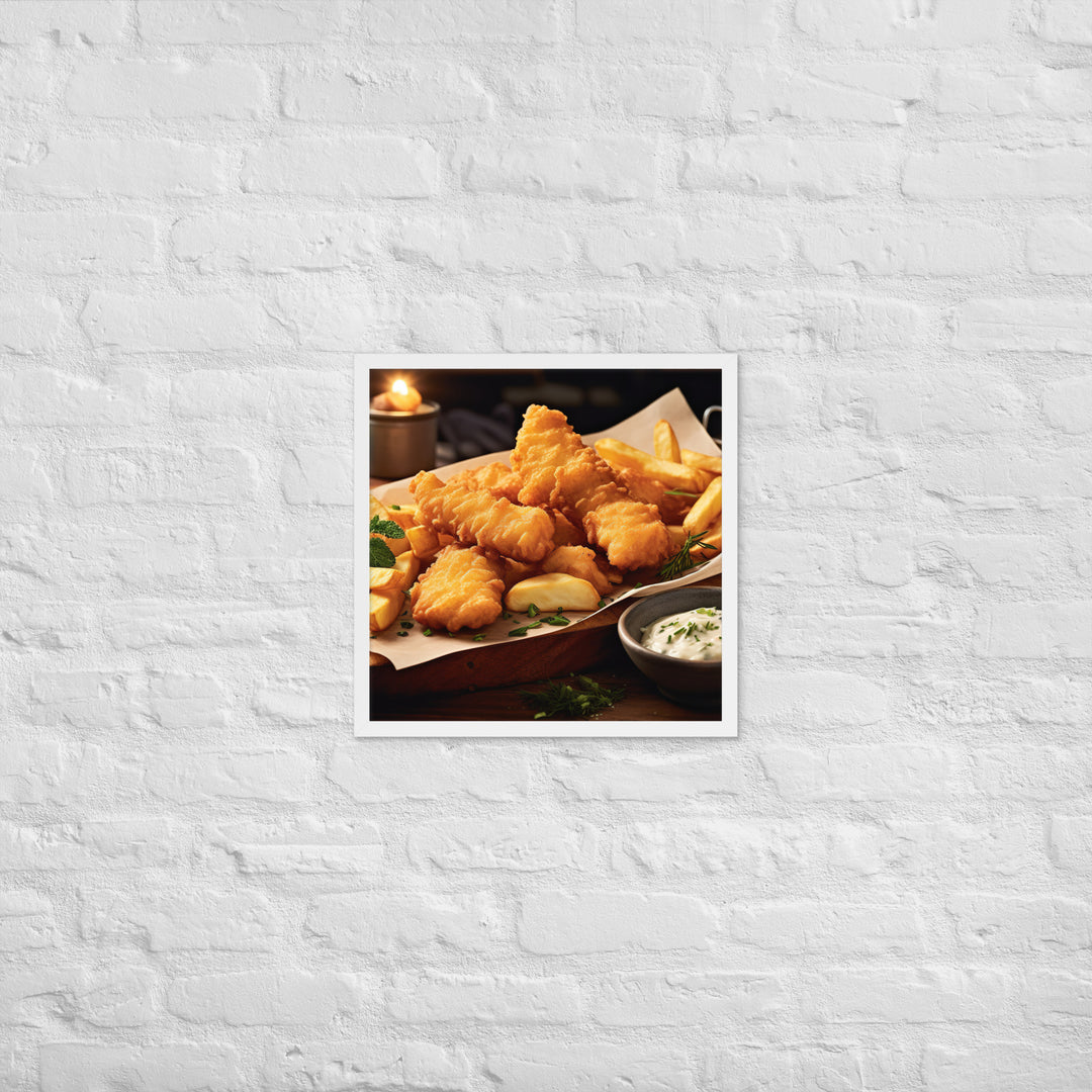 Beer Battered Fish and Chips Framed poster 🤤 from Yumify.AI