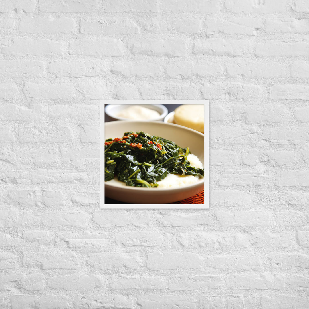 Ugali with Sukuma Wiki Framed poster 🤤 from Yumify.AI