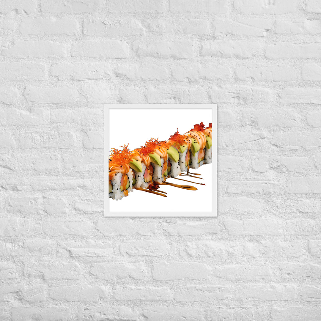 Vibrant Dragon Roll Sushi Framed Poster 🤤 from Yumify.AI