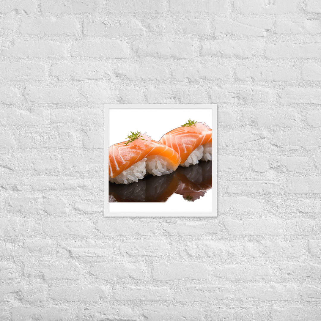 Glistening Salmon Nigiri Framed poster 🤤 from Yumify.AI