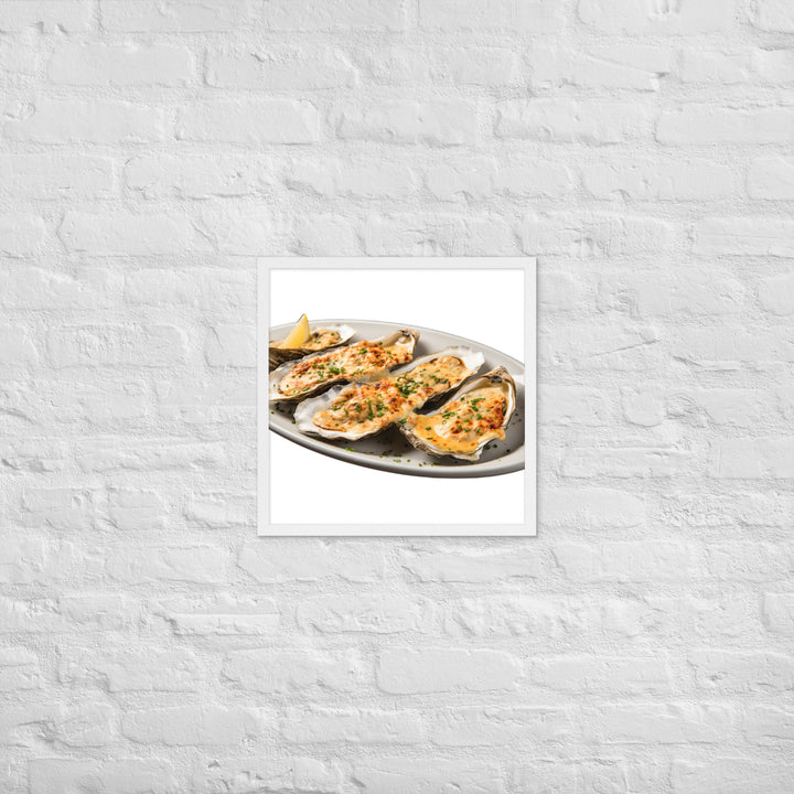 Grilled Oysters with Garlic Butter Framed poster 🤤 from Yumify.AI