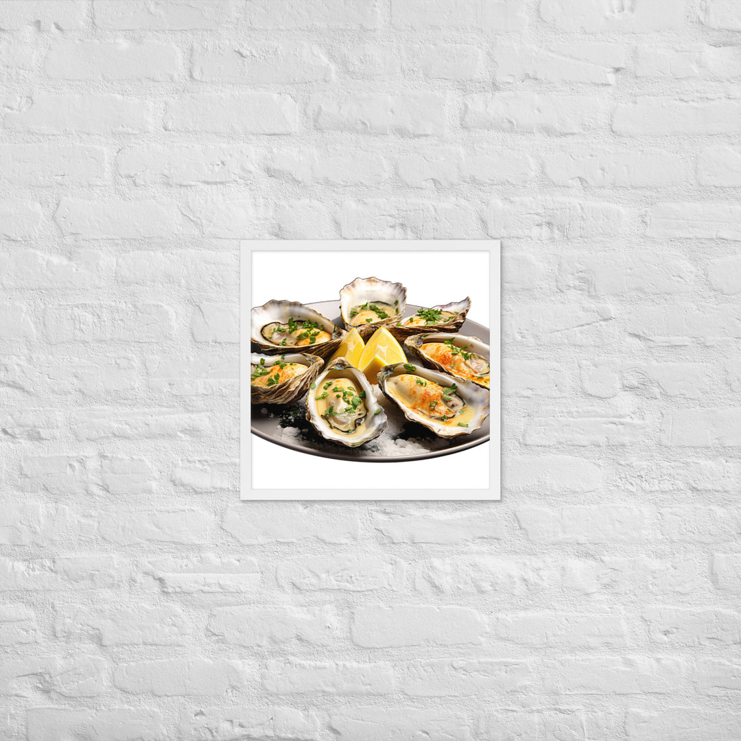 Grilled Oysters with Garlic Butter Framed poster 🤤 from Yumify.AI