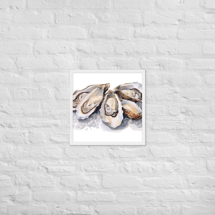 Fresh Raw Oysters Framed poster 🤤 from Yumify.AI