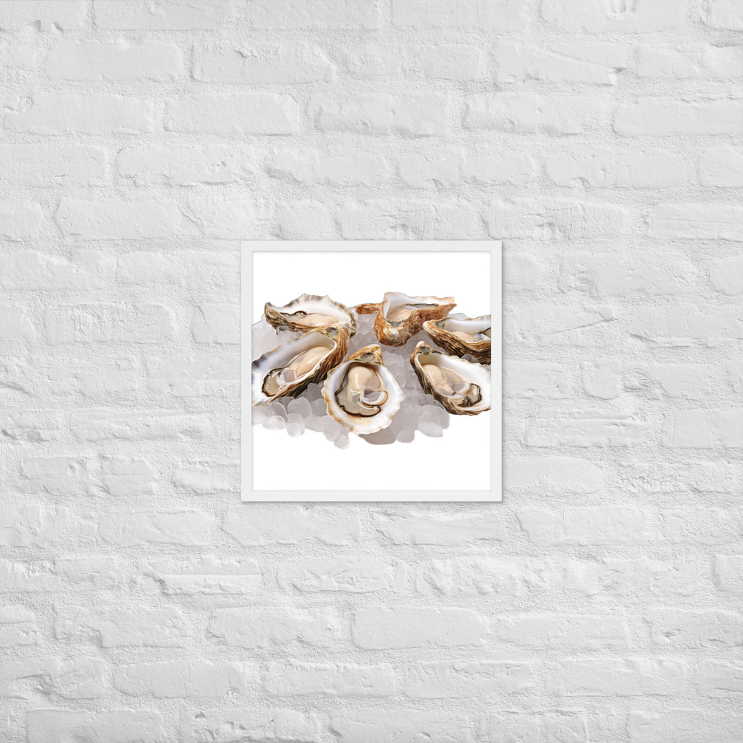 Fresh Raw Oysters Framed poster 🤤 from Yumify.AI