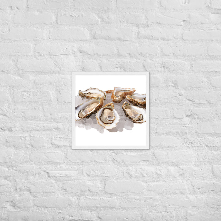 Fresh Raw Oysters Framed poster 🤤 from Yumify.AI