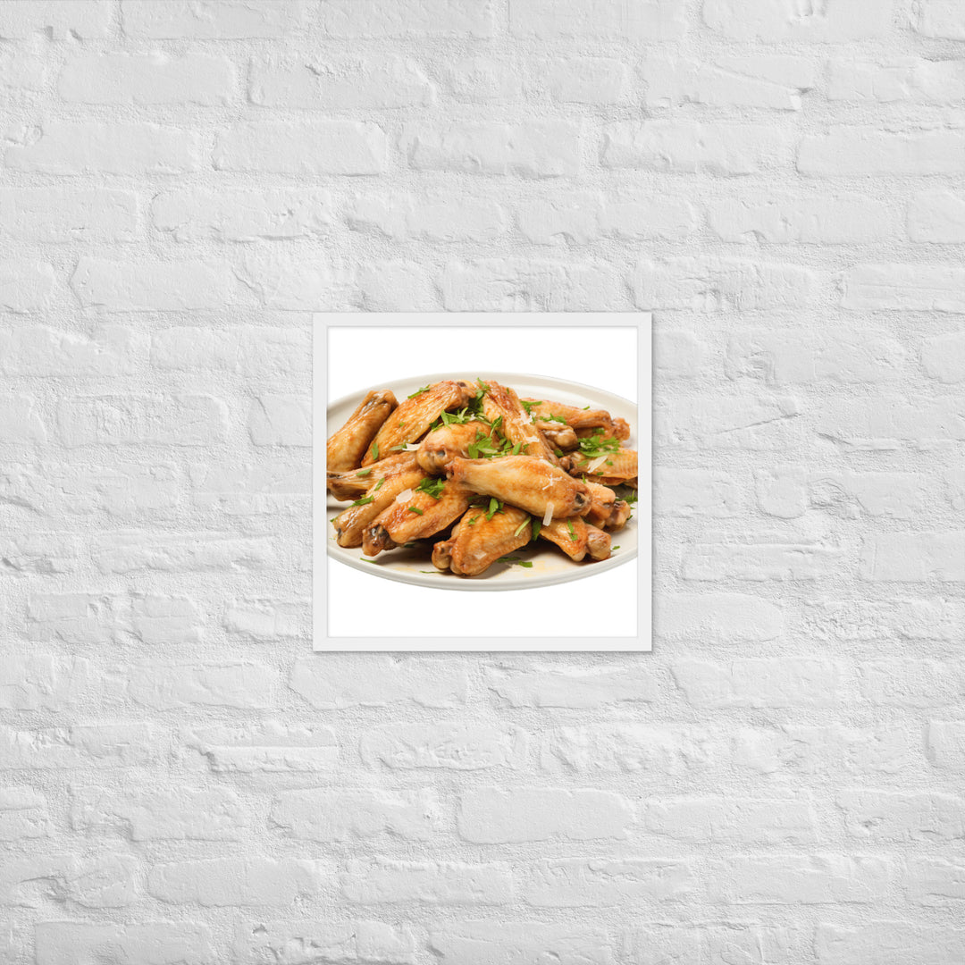 Garlic Parmesan Chicken Wings Framed poster 🤤 from Yumify.AI