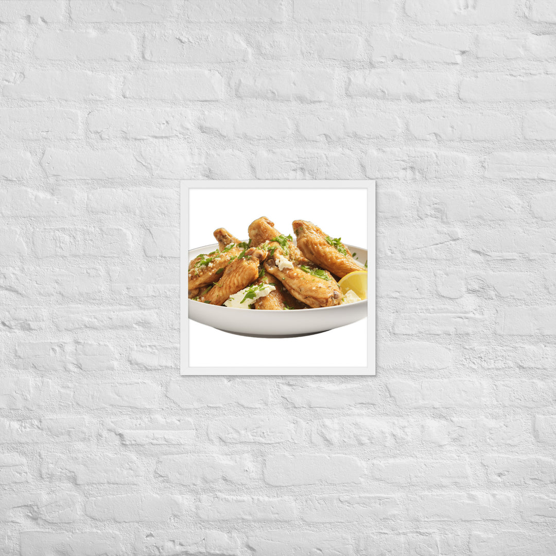 Garlic Parmesan Chicken Wings Framed poster 🤤 from Yumify.AI