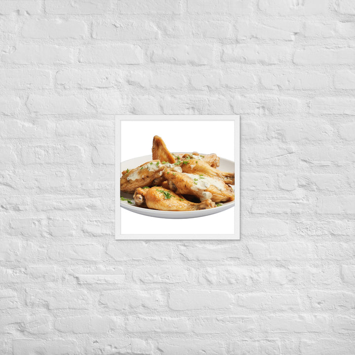 Garlic Parmesan Chicken Wings Framed poster 🤤 from Yumify.AI