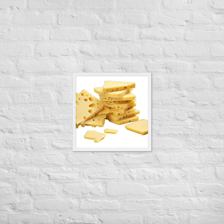 Swiss Cheese Slices Framed poster 🤤 from Yumify.AI