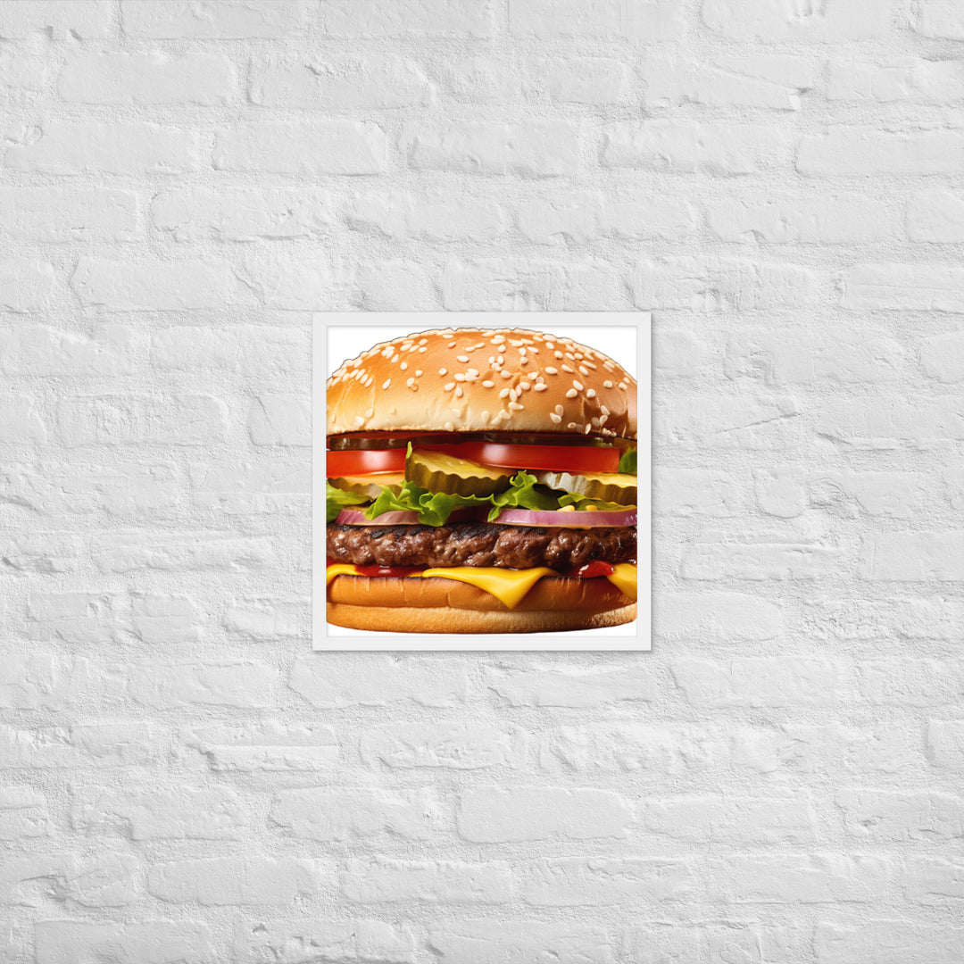 Classic Juicy Beef Burger Framed poster 🤤 from Yumify.AI