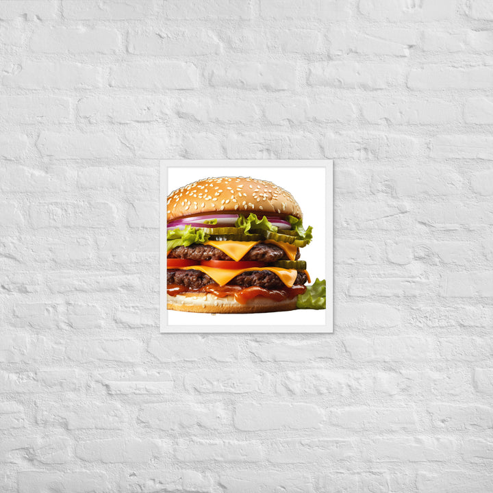 Classic Juicy Beef Burger Framed poster 🤤 from Yumify.AI