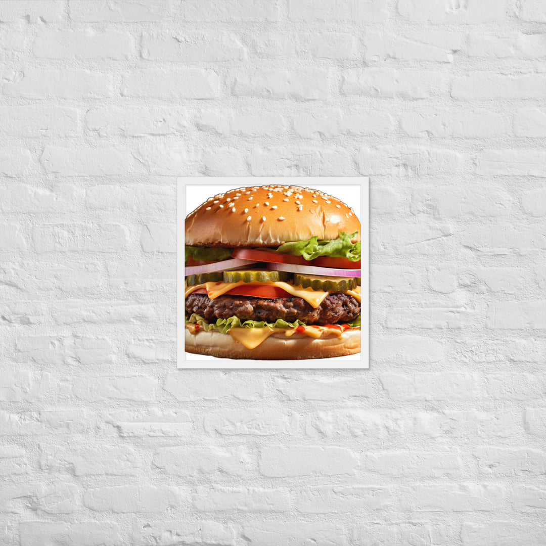 Classic Juicy Beef Burger Framed poster 🤤 from Yumify.AI