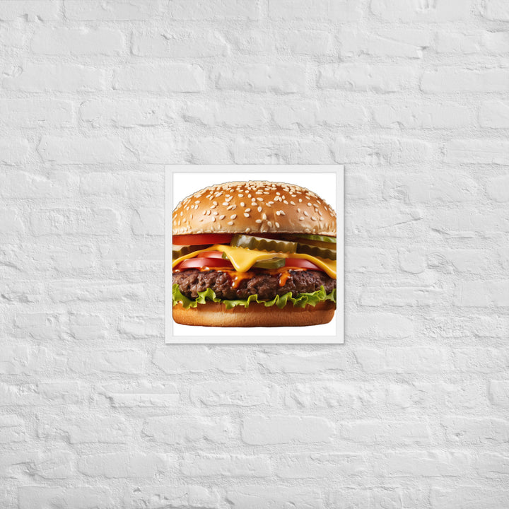 Classic Juicy Beef Burger Framed poster 🤤 from Yumify.AI