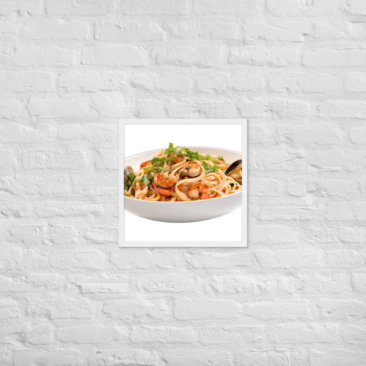 Seafood Linguine Delight Framed poster 🤤 from Yumify.AI